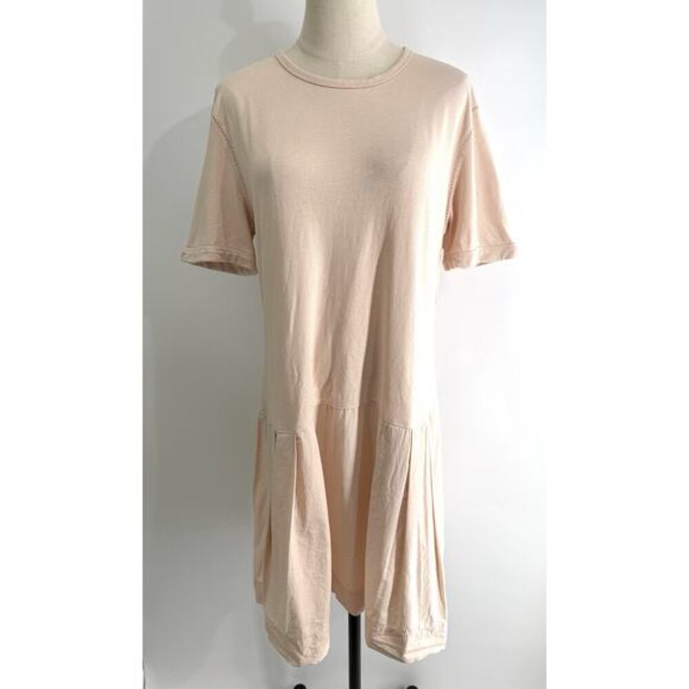 See By Chloe Size 10 100% Cotton Short Sleeve T Shirt Dress Pleated Skirt Pink